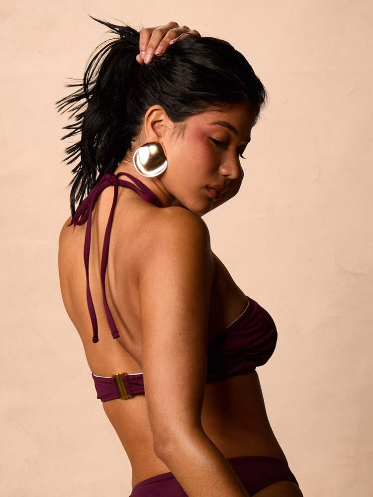 Halter Bikini Set With Gold Ring Detail