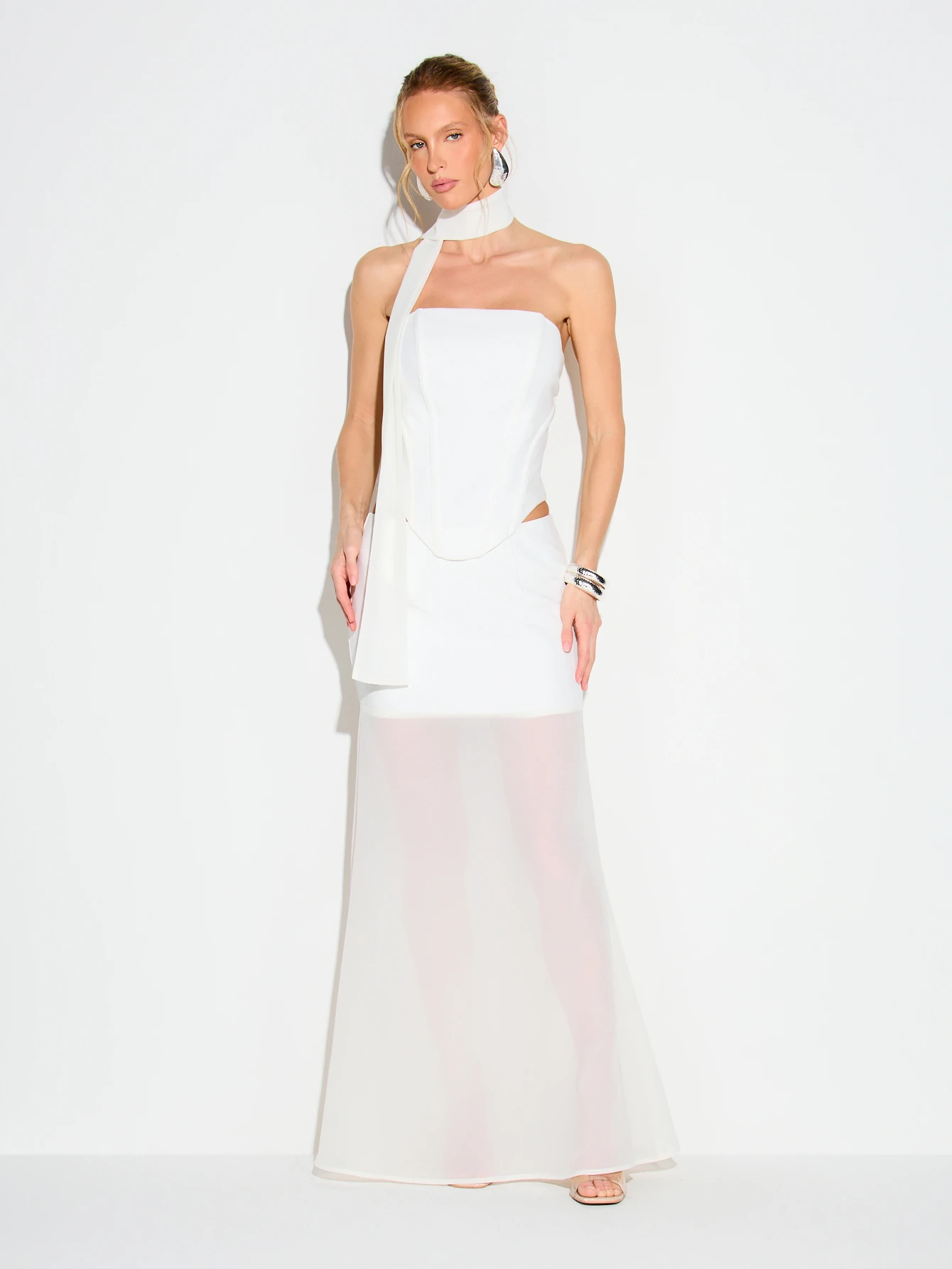 KIZN Lace Up Back Bandeau Corset With Scarf Tie