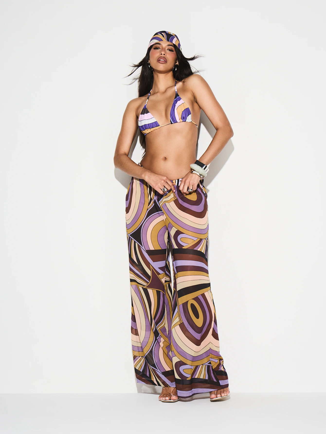 KIZN Swirl Print Wide Leg Beach Pants