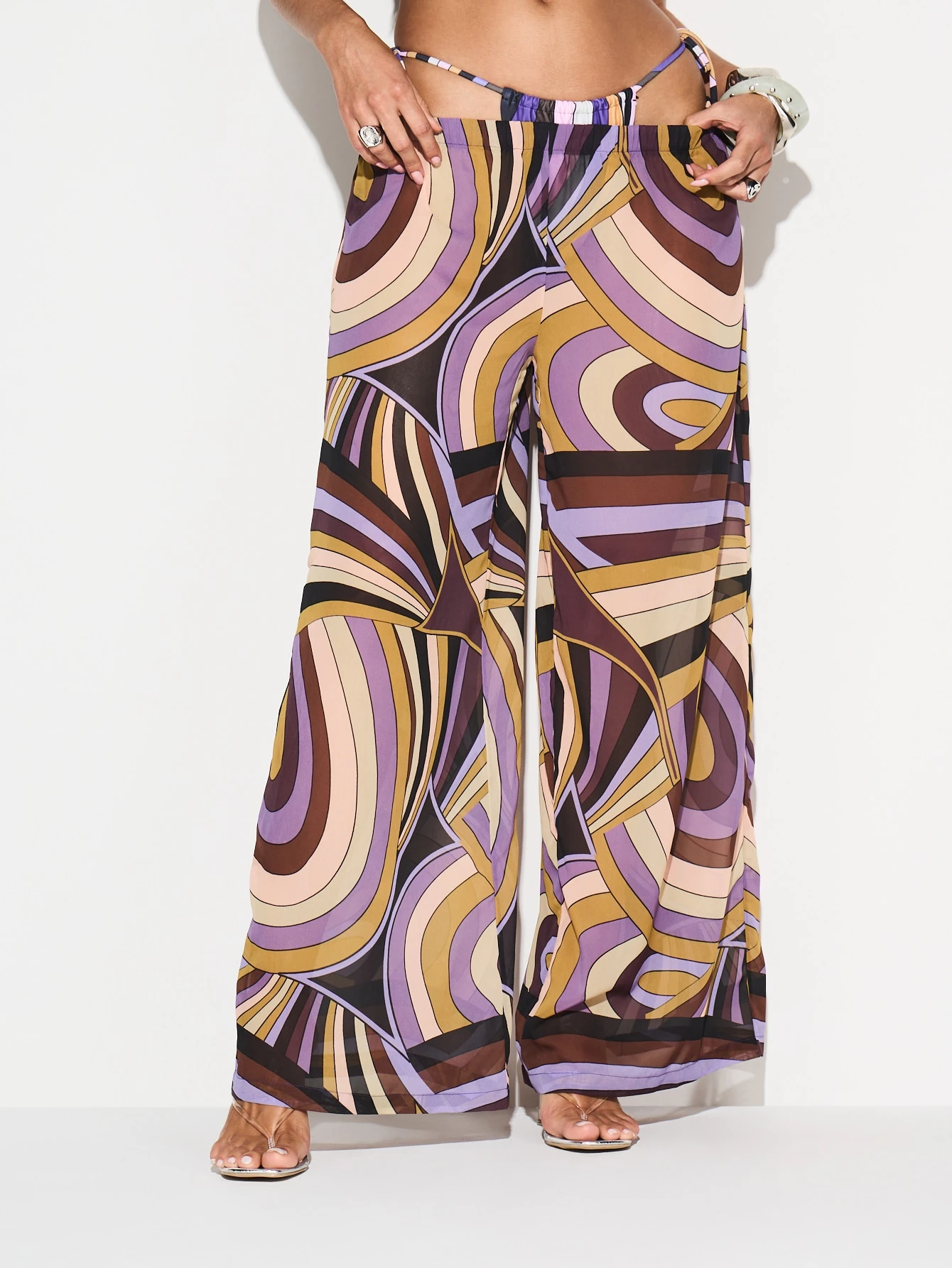 KIZN Swirl Print Wide Leg Beach Pants