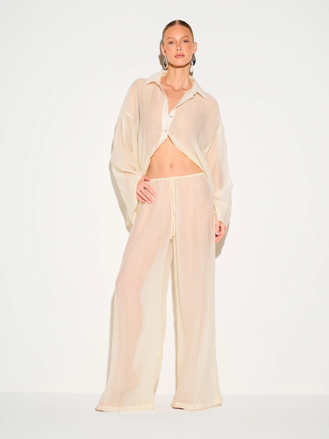 KIZN Hochtaillierte, weite Bundfaltenhose