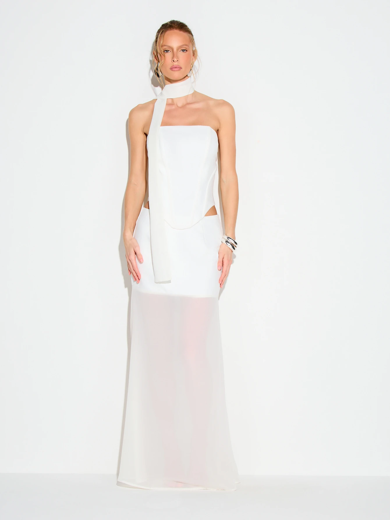 KIZN Low Rise Contrast Hem Maxi Skirt