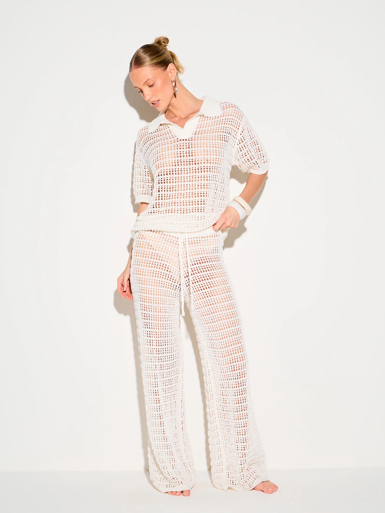 KIZN Crochet Beach Pants With Wide Legs