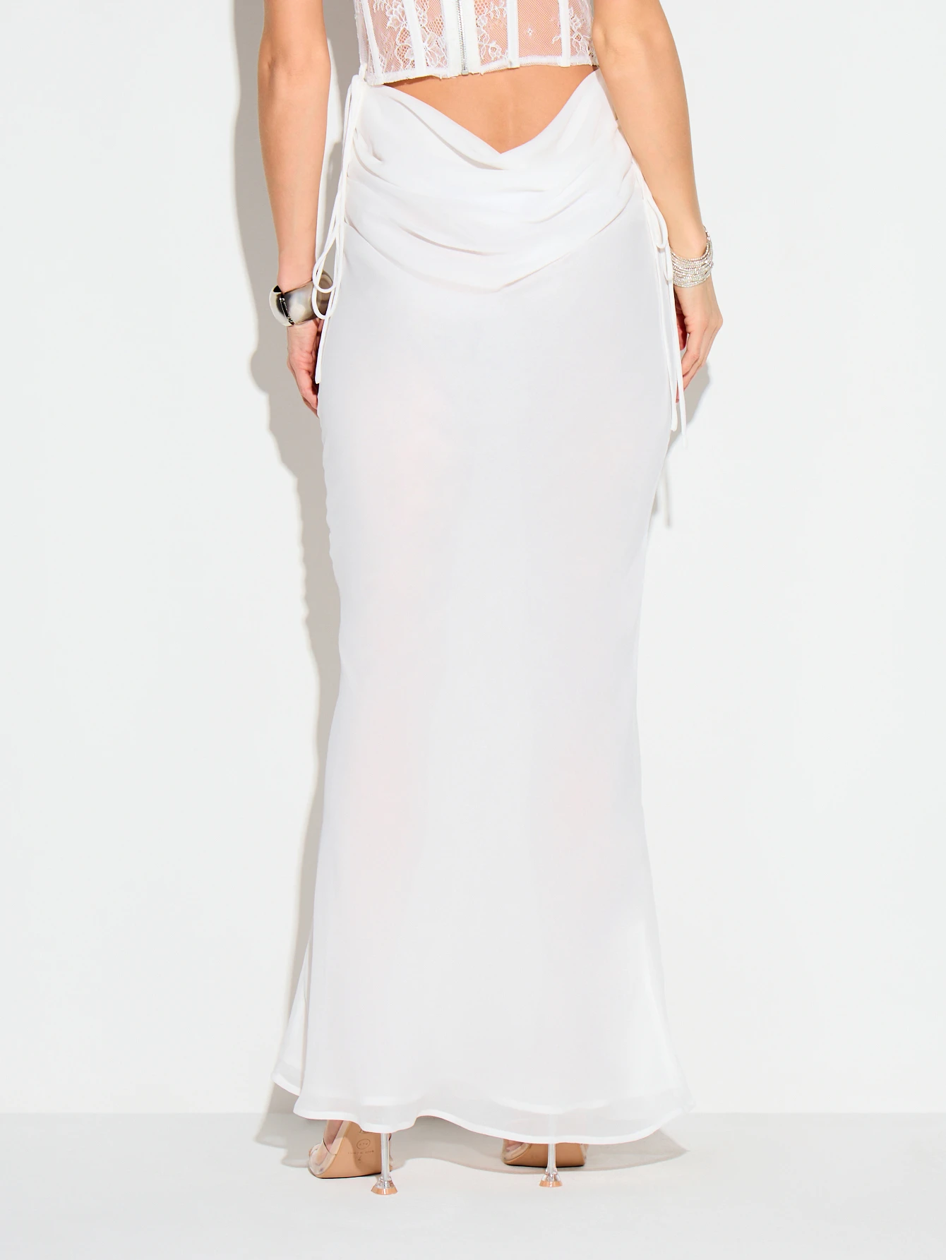 KIZN Draped Bias Cut Maxi Skirt With Wrap Detail