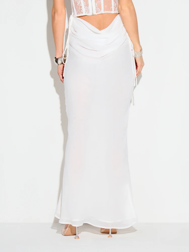 KIZN Draped Bias Cut Maxi Skirt With Wrap Detail