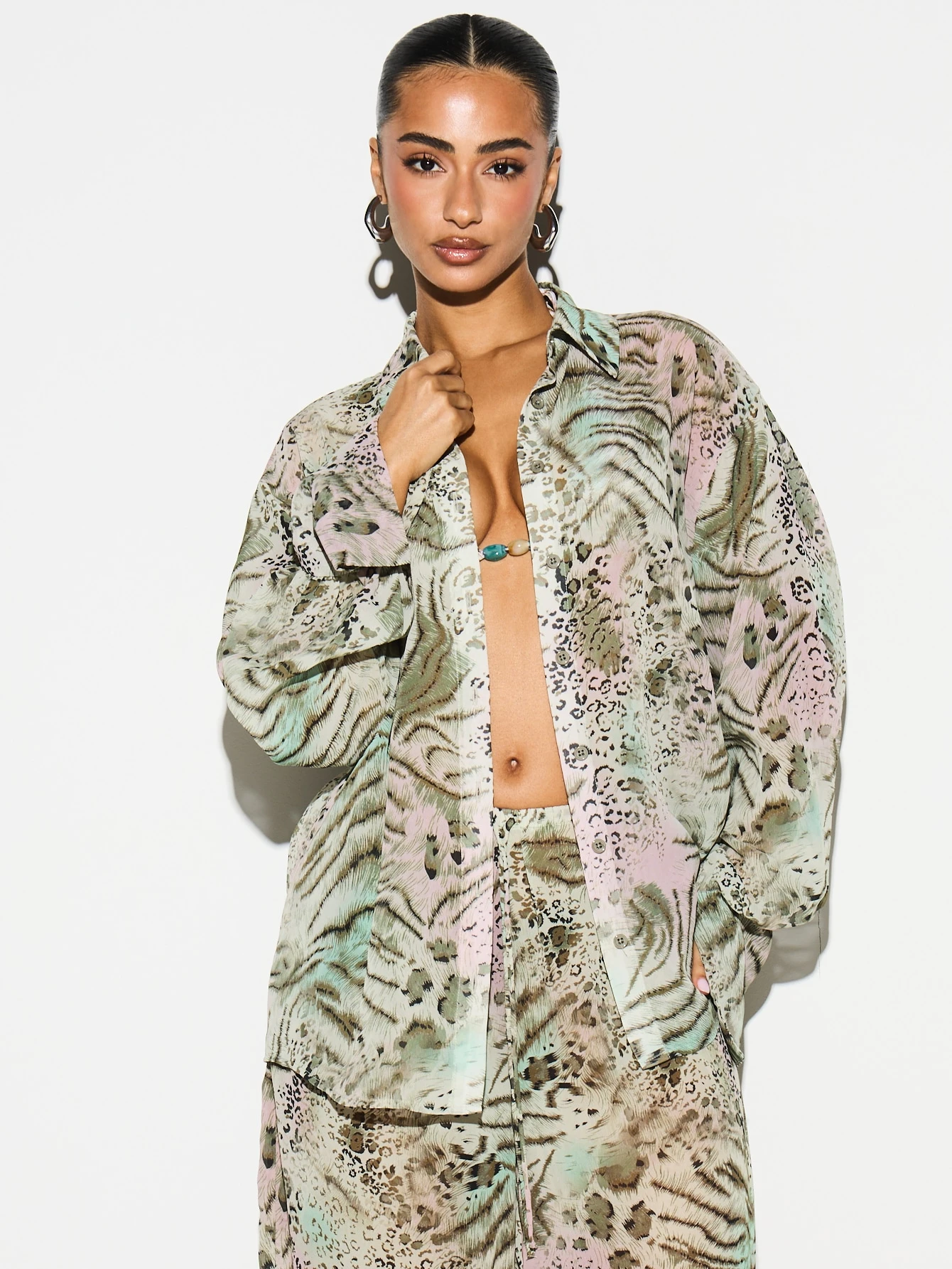 KIZN Luźna koszula z nadrukiem w zwierzęce wzory