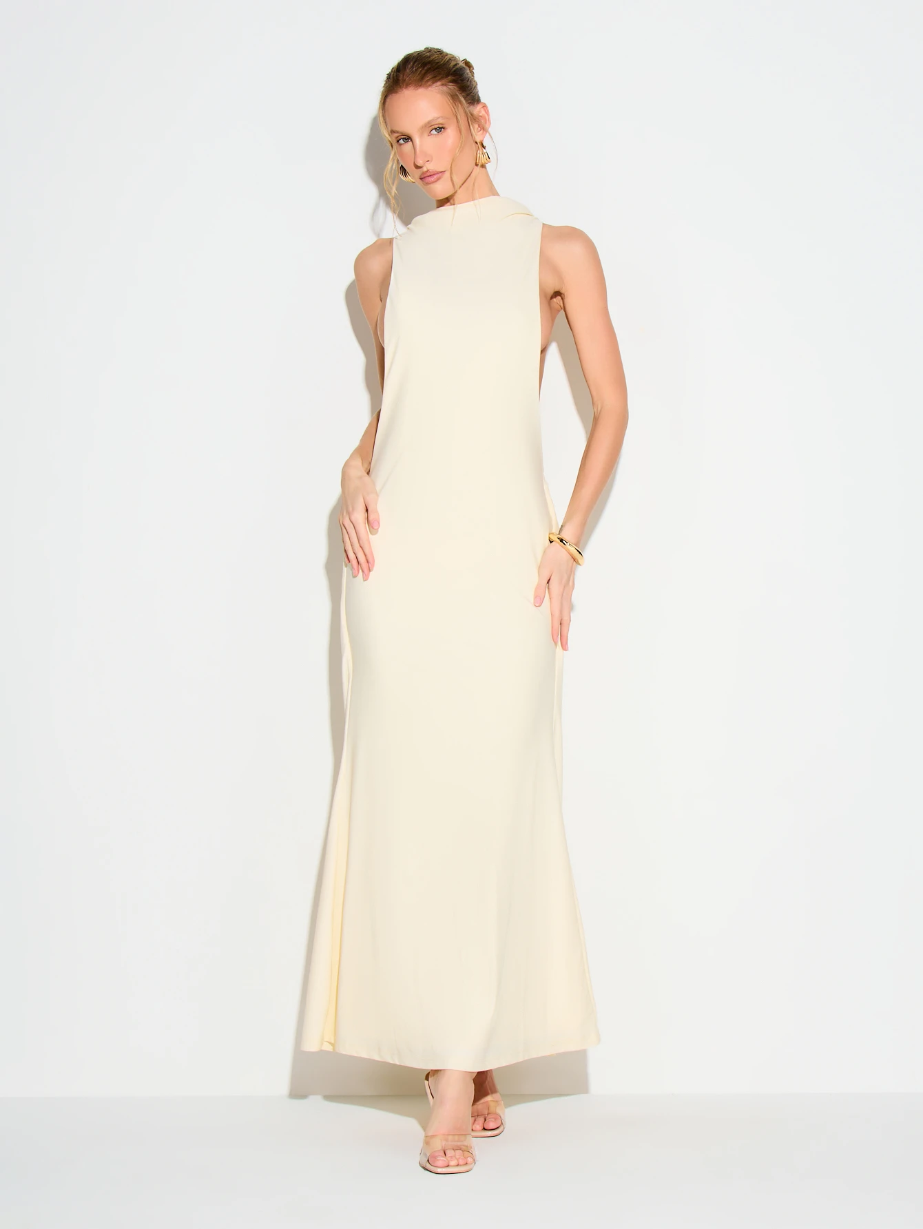 KIZN High Neck Gathered Back Maxi Dress