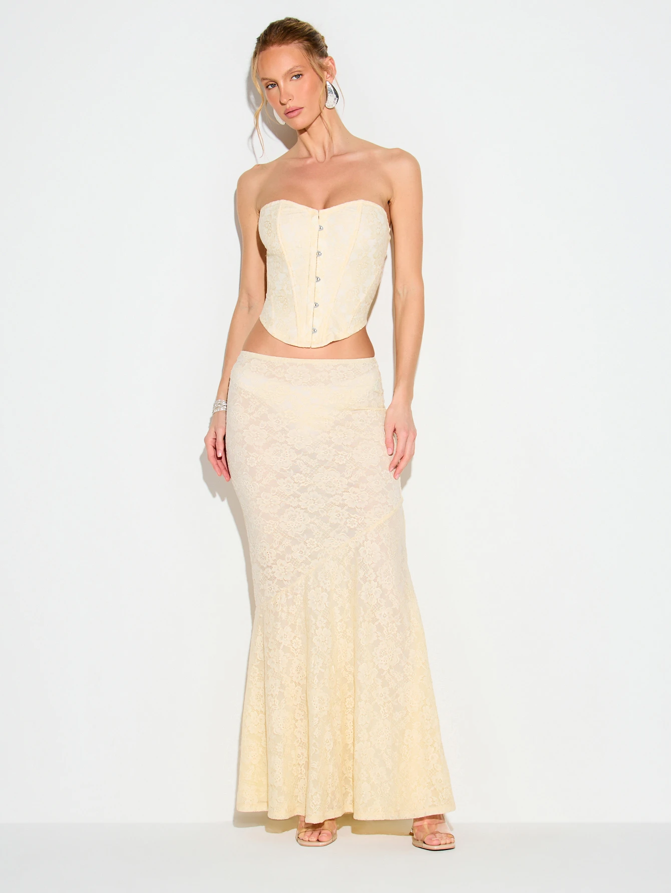 KIZN Lace Fishtail Hem Maxi Skirt