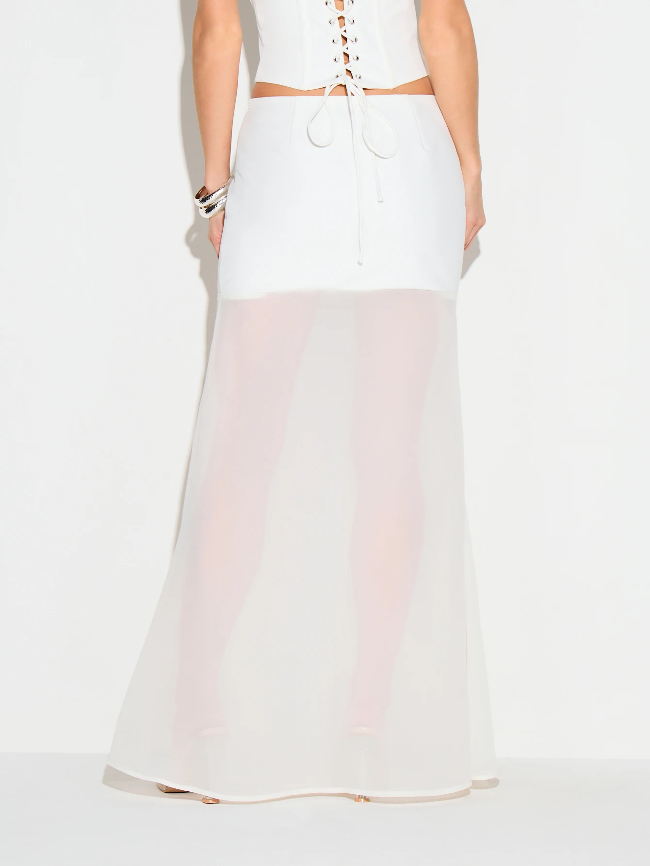 KIZN Low Rise Contrast Hem Maxi Skirt