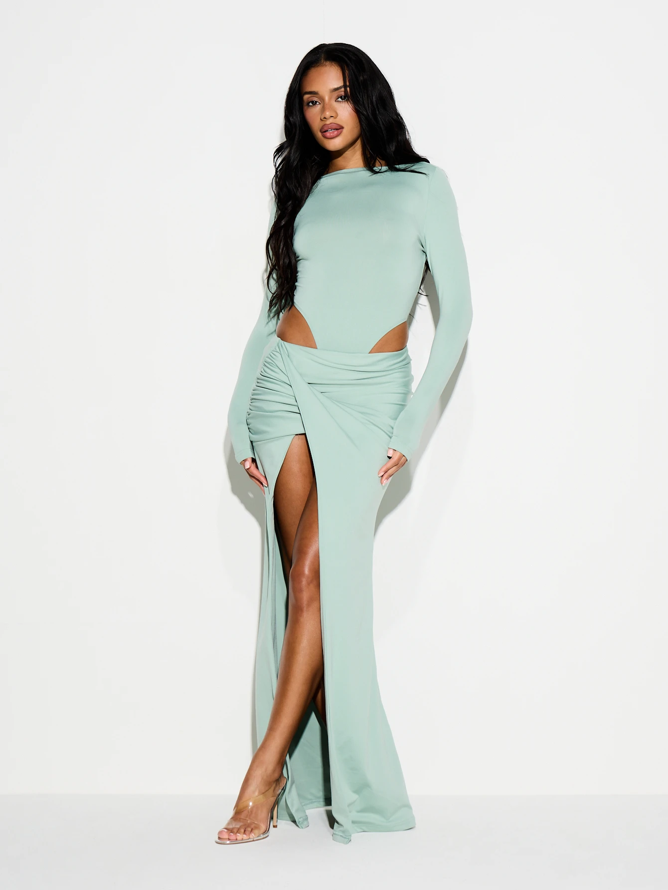 KIZN Boat Neck Bodysuit With Cut Out Waist Detail