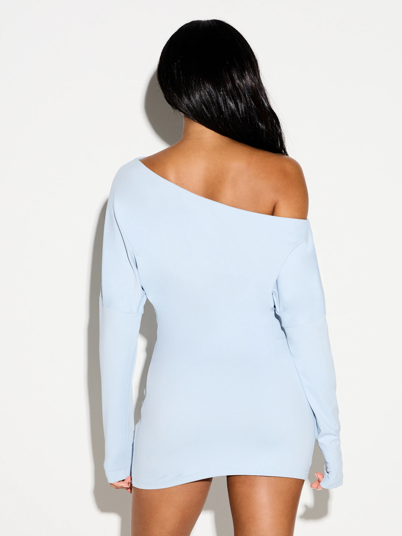 KIZN Off Shoulder Long Sleeve Bodycon Mini Dress