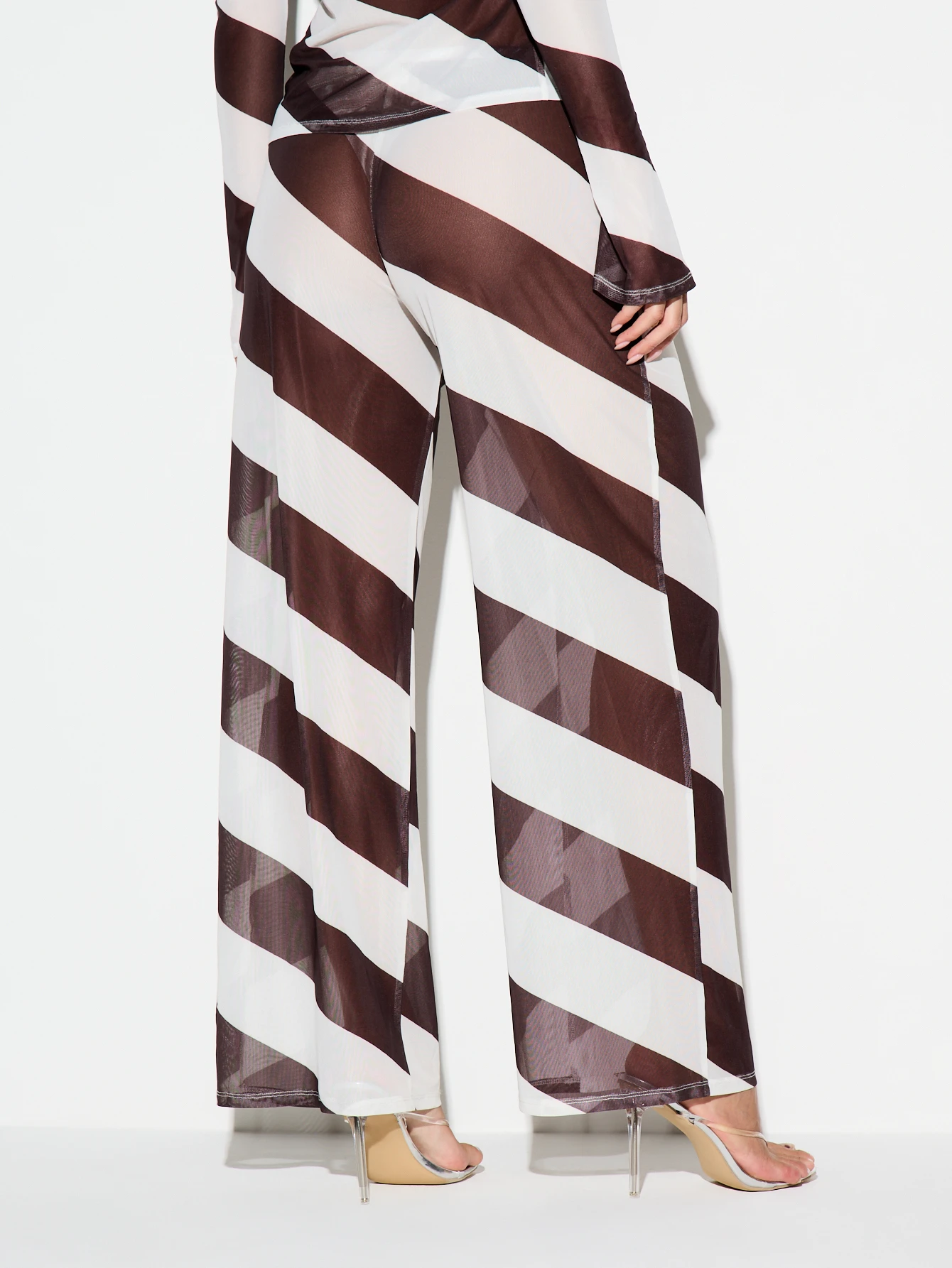 KIZN Wide Leg Diagonal Striped Palazzo Pants