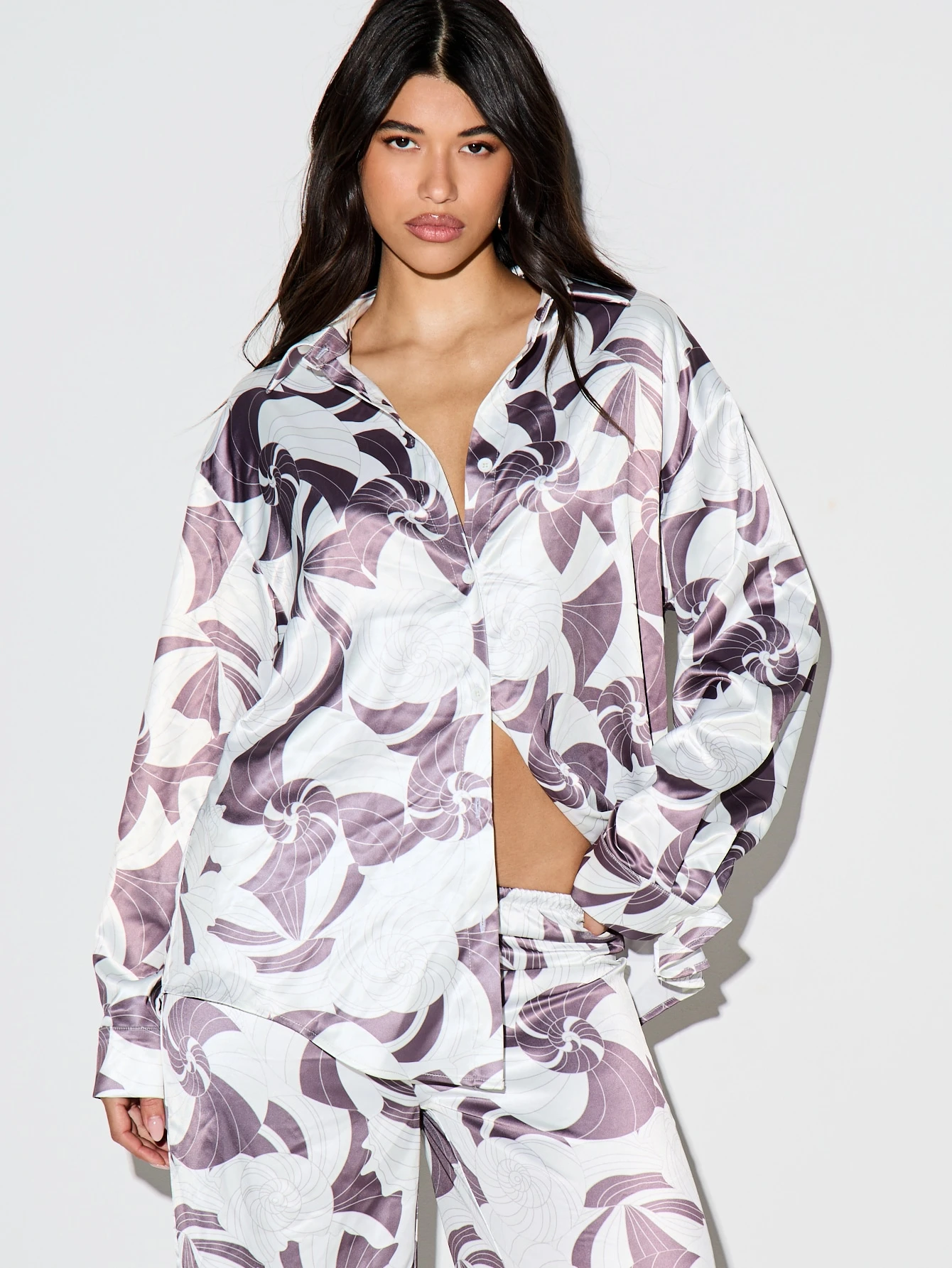 KIZN Chemise oversize à imprimé coquillage