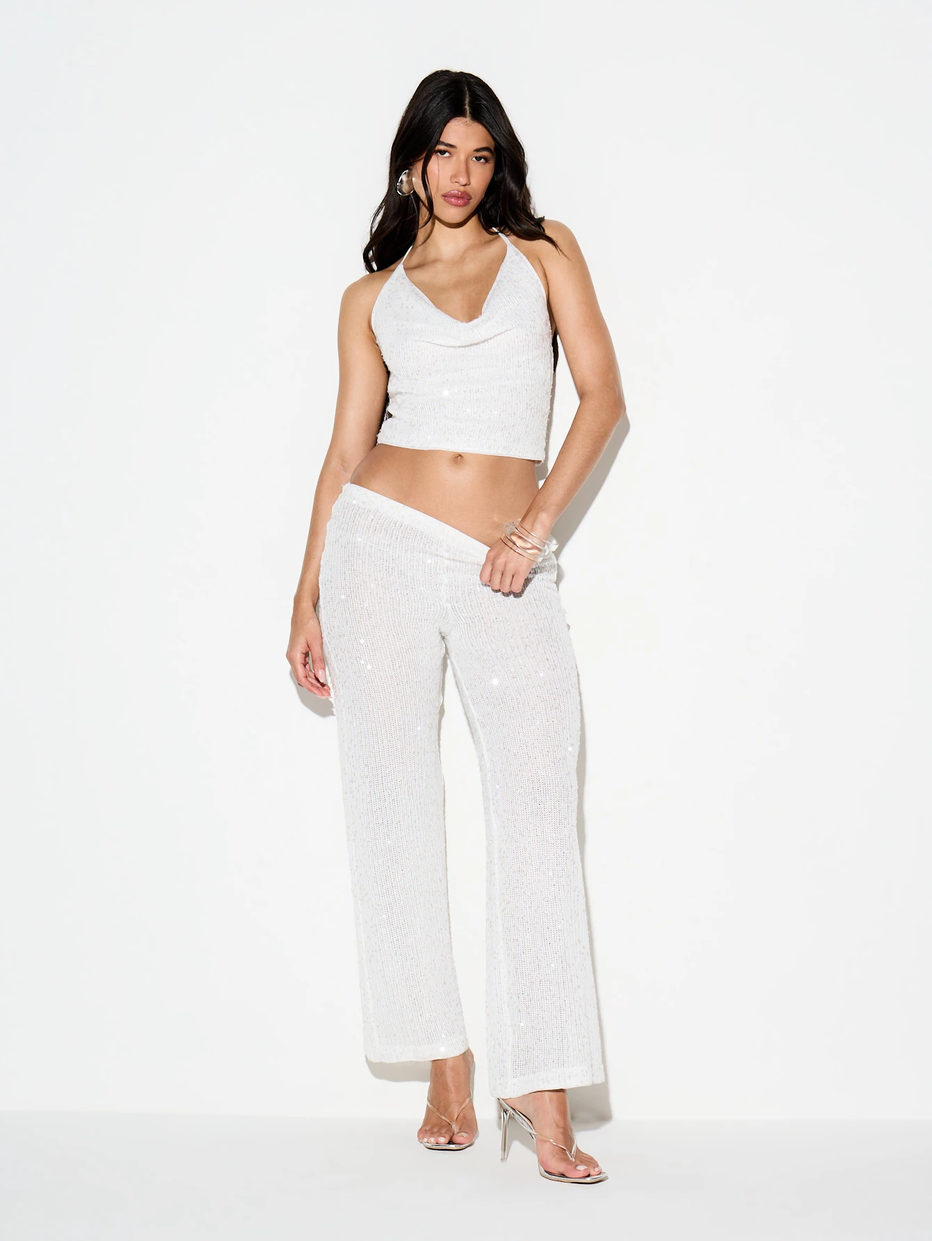 KIZN Sequin Knit Wide Leg Pants