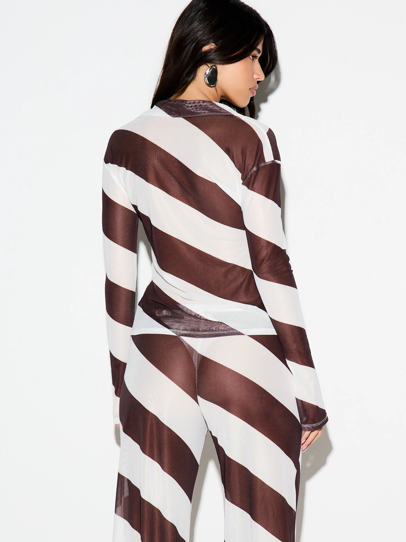 KIZN Koszula z długim rękawem i diagonalnymi paskami