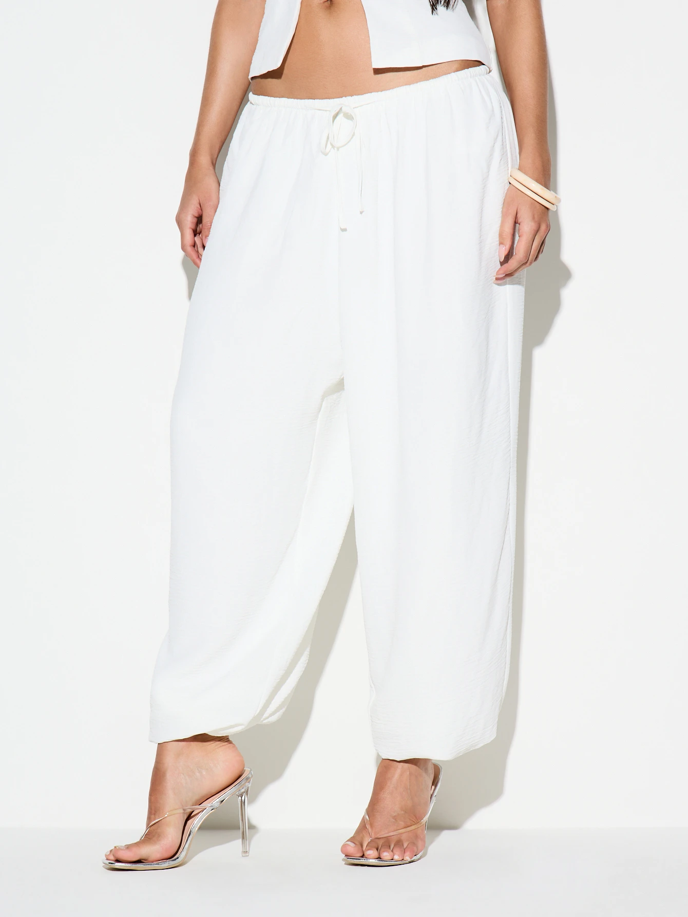 KIZN Linen Feel Balloon Pants With Drawstring Waist