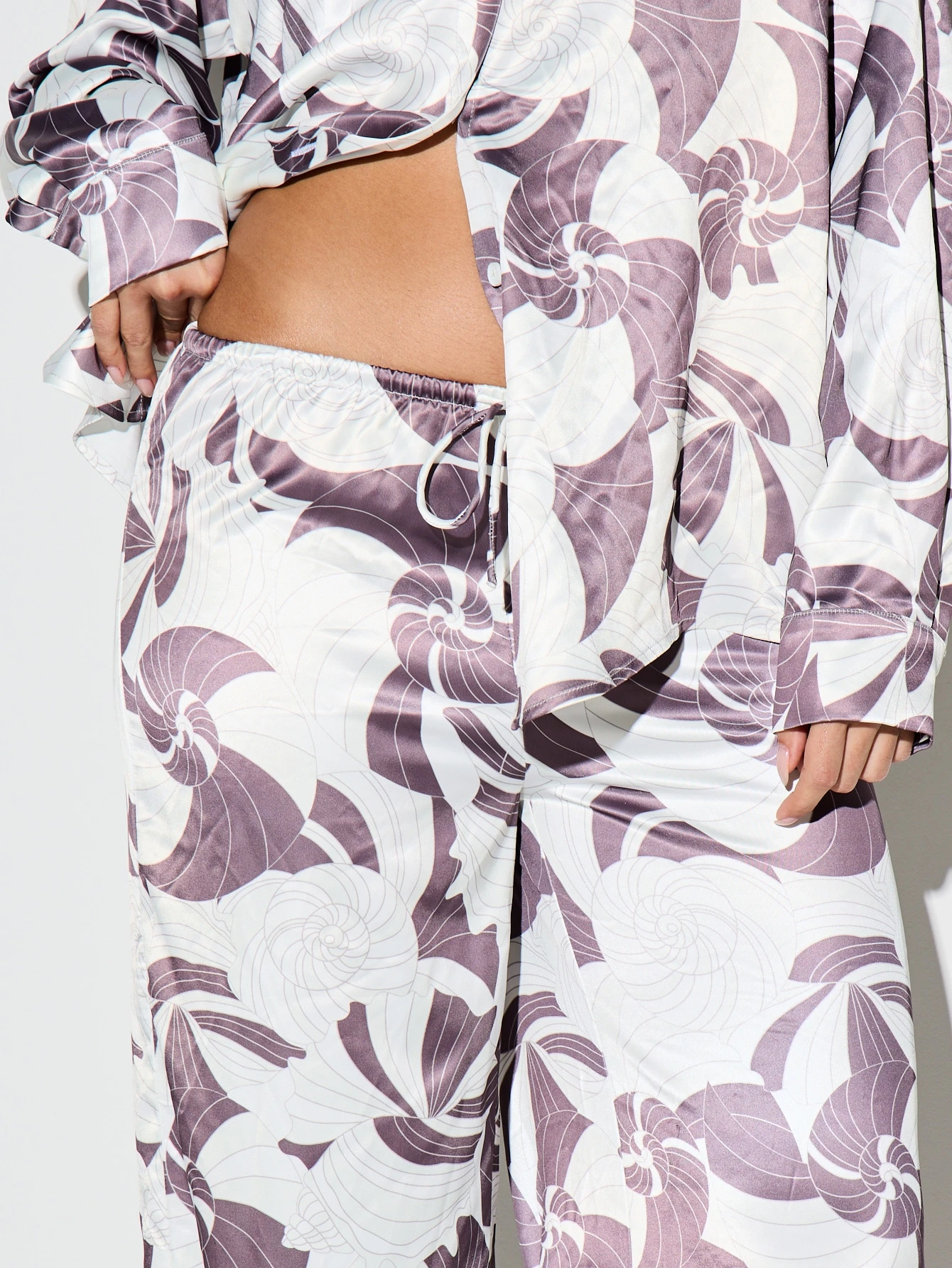 KIZN Floral Print Wide Leg Satin Pants