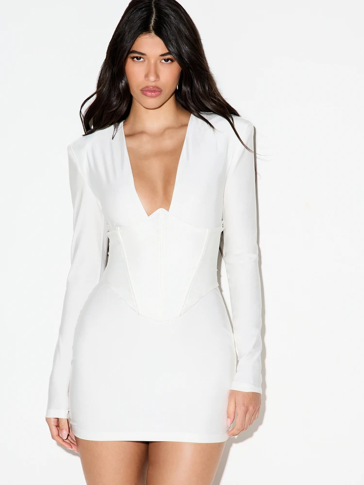 KIZN Satin Plunge Corset Mini Dress