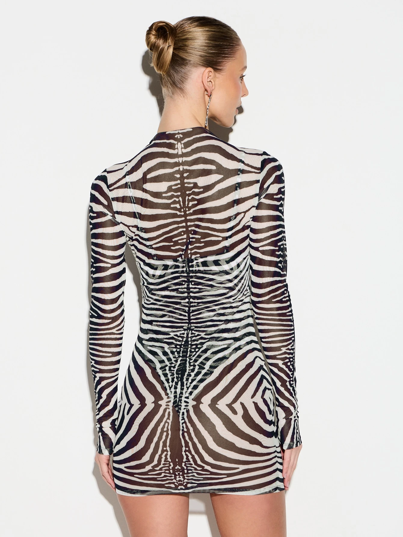KIZN Zebra Print Long Sleeve Mock Neck Dress