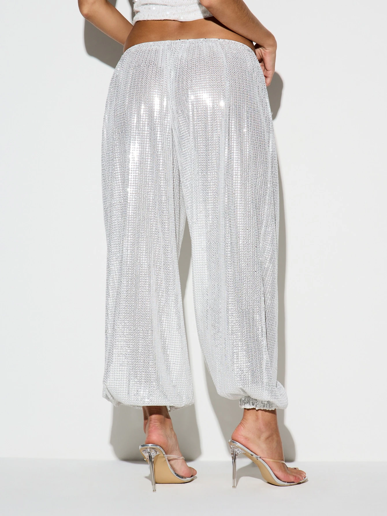 KIZN Metallic Sequin Wide Leg Balloon Pants