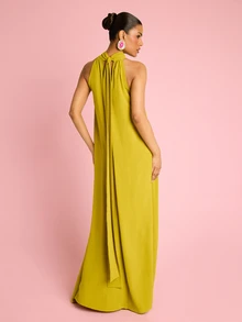FASHION SZN 女士露背吊带飘逸A字长裙，度假装，夏季假日连衣裙，优雅别致性感假日装，晚礼服，婚礼宾客礼服，生日派对伊比沙岛等场合礼服，宽松版型，波西米亚风袖子 - 綠色 - 查看 2