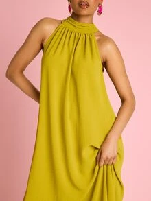 FASHION SZN 女士露背吊带飘逸A字长裙，度假装，夏季假日连衣裙，优雅别致性感假日装，晚礼服，婚礼宾客礼服，生日派对伊比沙岛等场合礼服，宽松版型，波西米亚风袖子 - 綠色 - 查看 4
