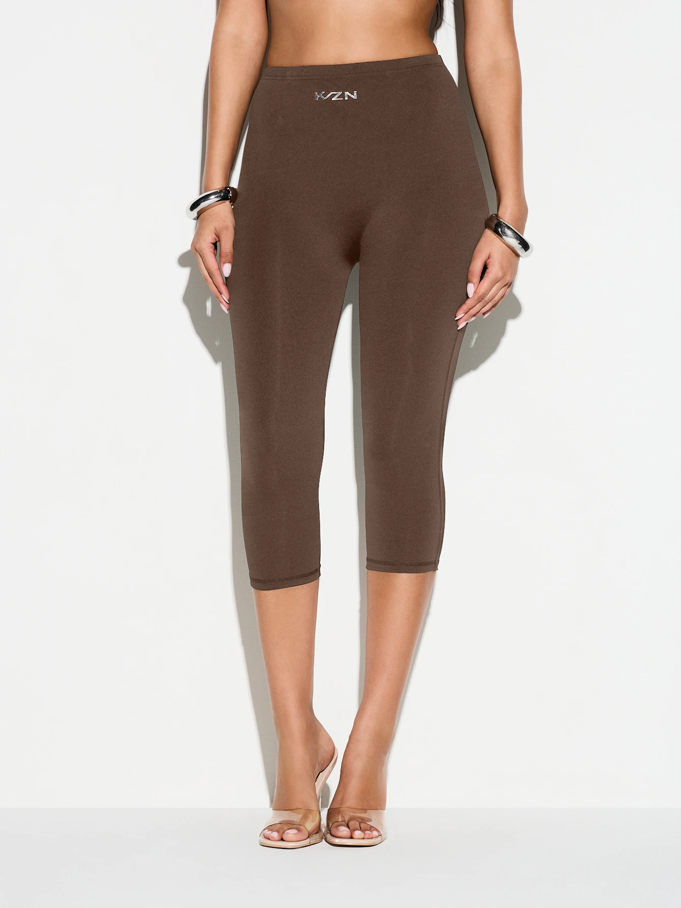 KIZN High Waisted Brown Capri Leggings