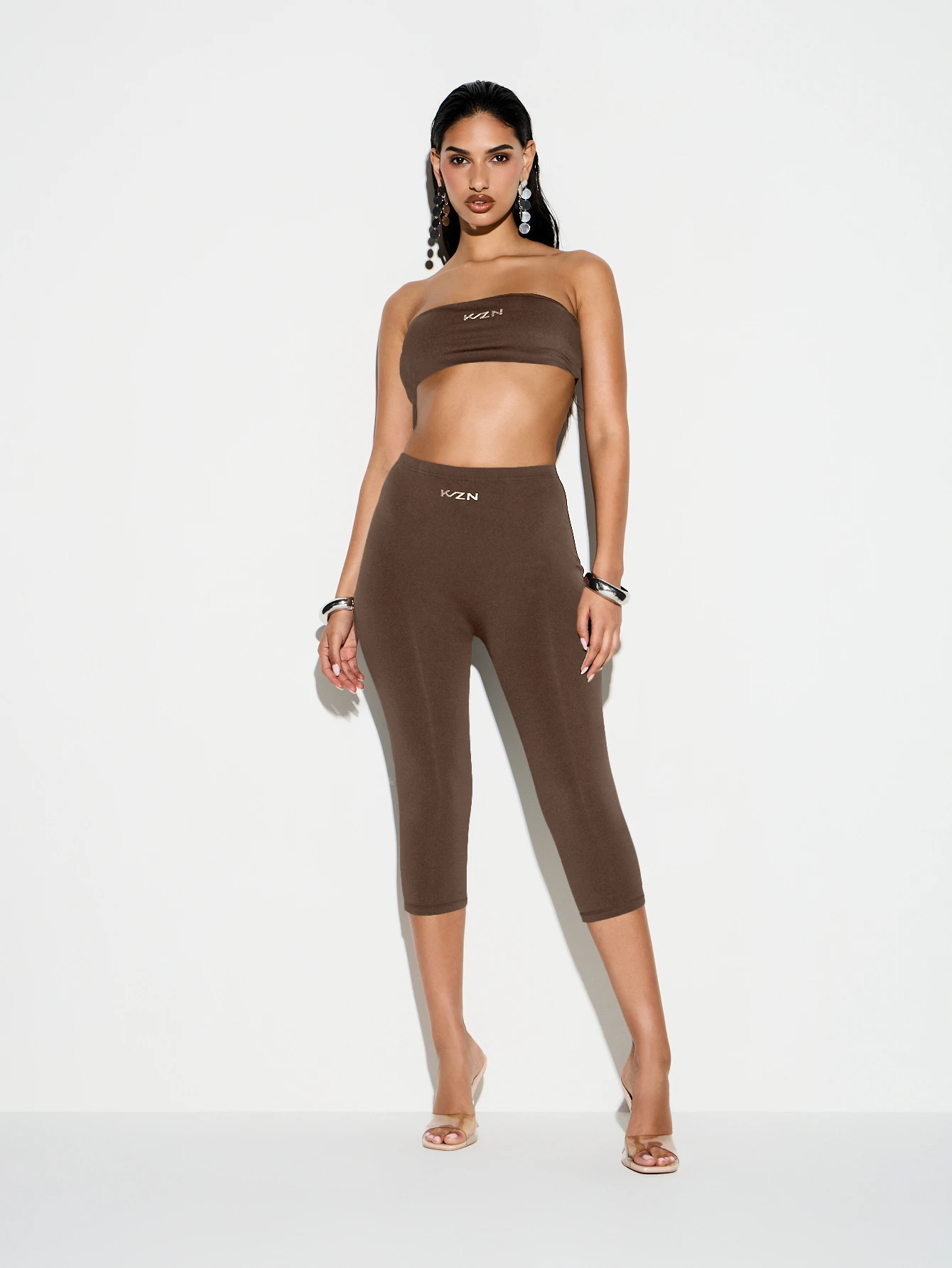 KIZN High Waisted Brown Capri Leggings