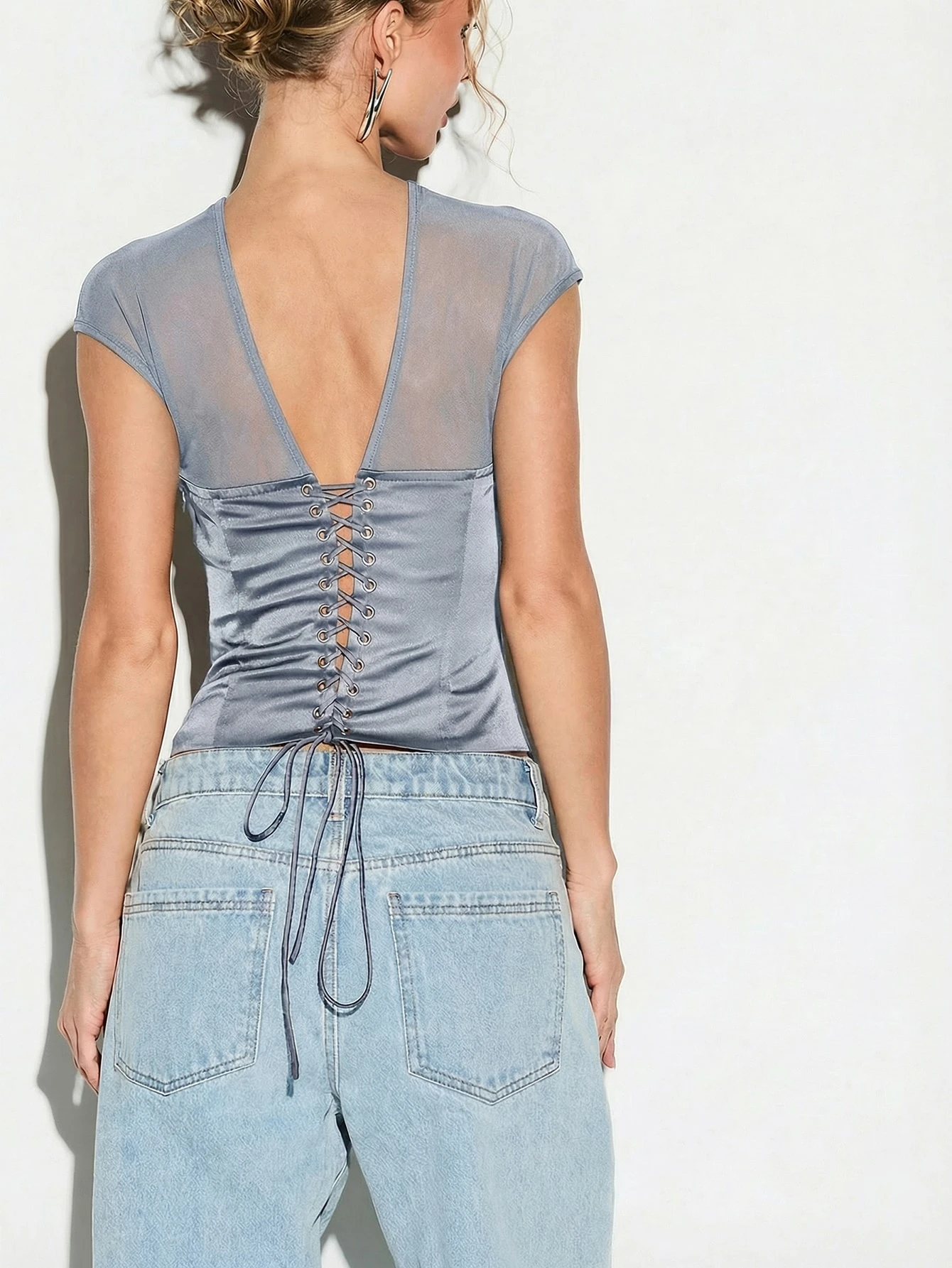 KIZN Mesh Corset Tank With Underwire Detail