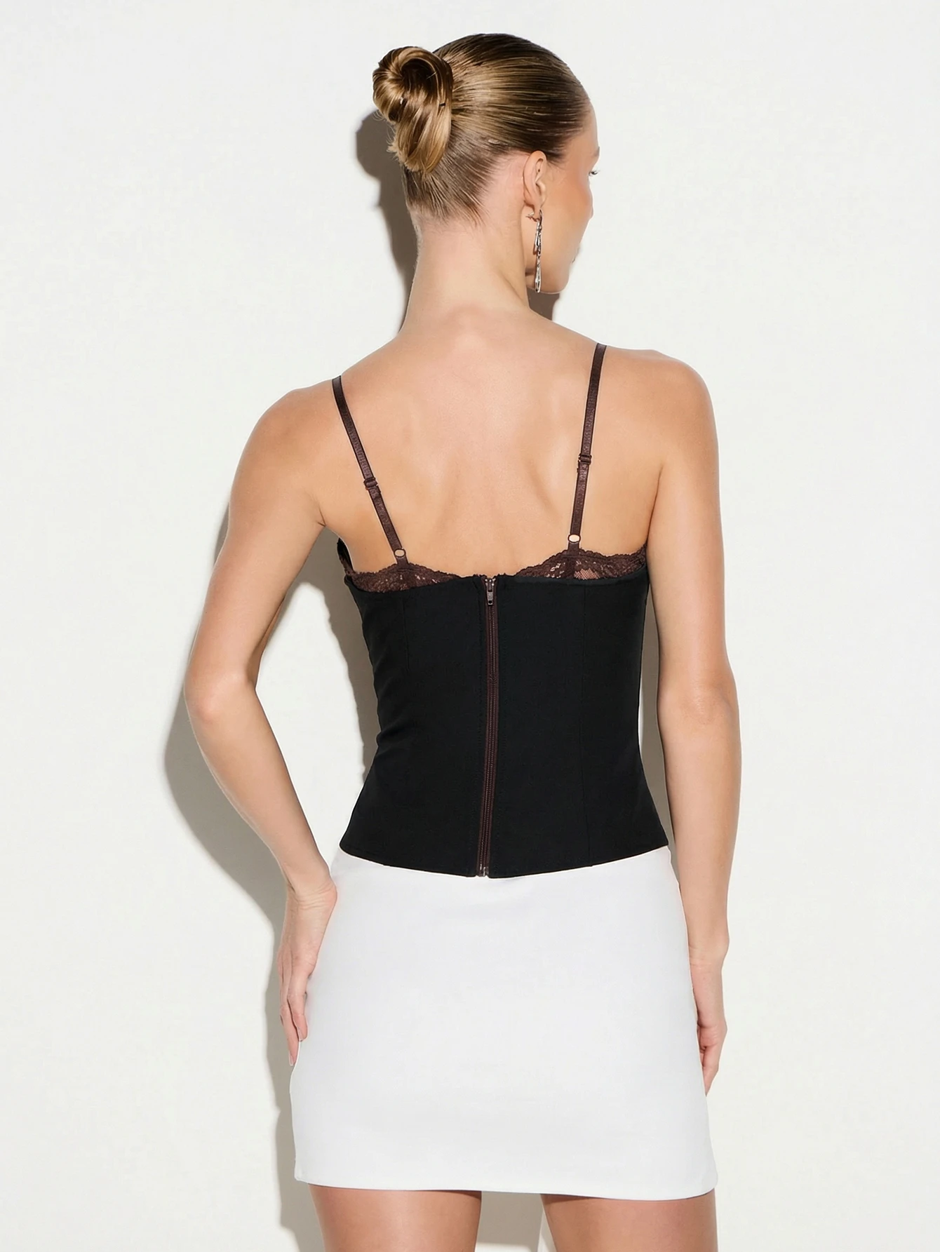 KIZN Black Lace Detail Corset Top