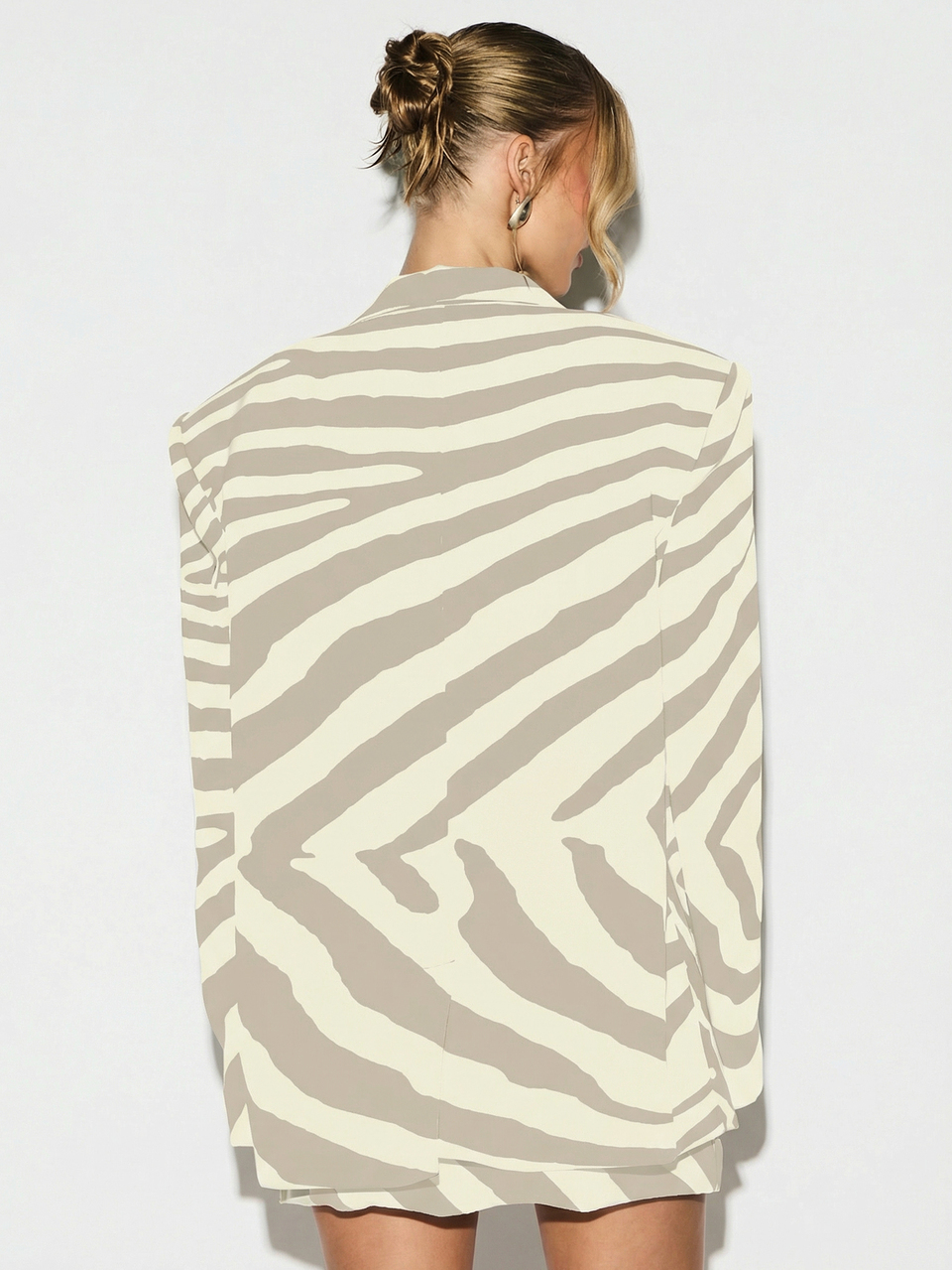 Oversized Zebra Muster Blazer für Frauen, Langarm Berufsmantel, Tier Muster Statement Oberbekleidung für Herbst Winter, Business Formeller Mantel