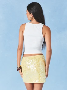 AiiRZ Women's White Embellished Starfish Sleeveless Crop Tank Top Summer Beach Vacation Casual Fitted Scoop Neck Vest Top - White - View 2