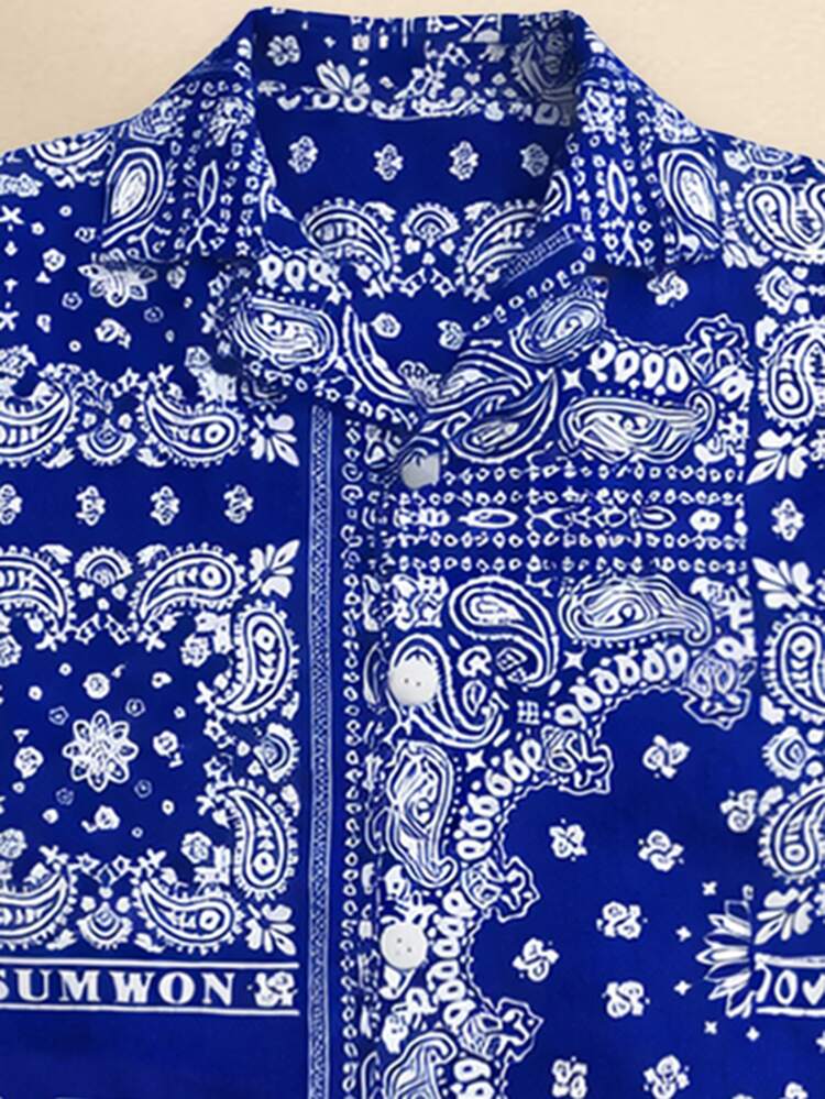 Jungen Paisley-Muster Kurzarm Hemd mit klassischem Kragen und Regular Fit Sommerstil