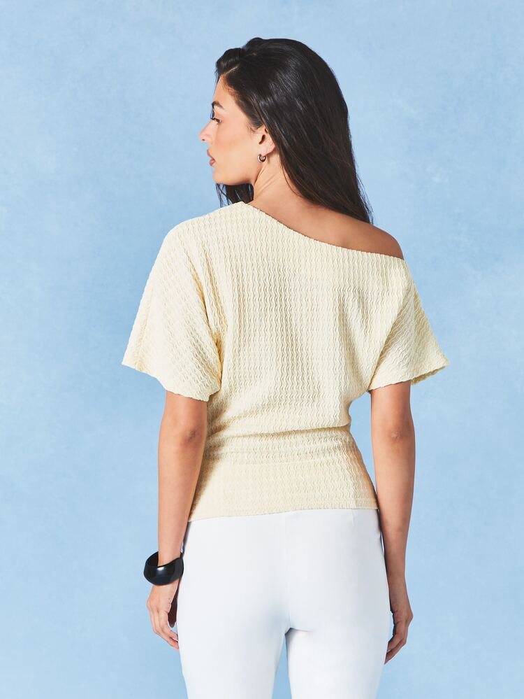 Crinkle Textured Off Shoulder Top