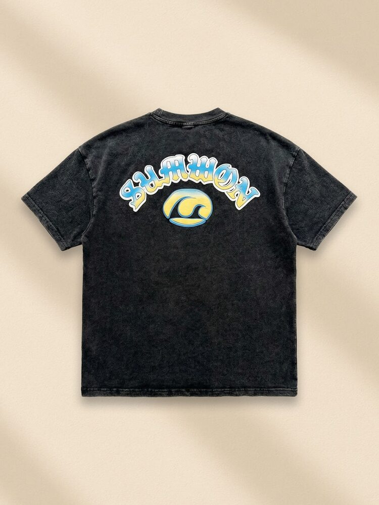 Tee-shirt d'été décontracté surdimensionné pour garçons avec logo vague et imprimé graphique de surf pour les enfants pré-adolescents