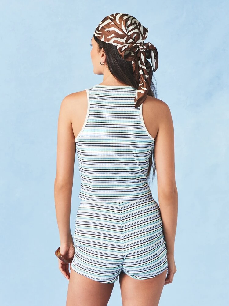 Striped Ribbed Racerback Tank Top