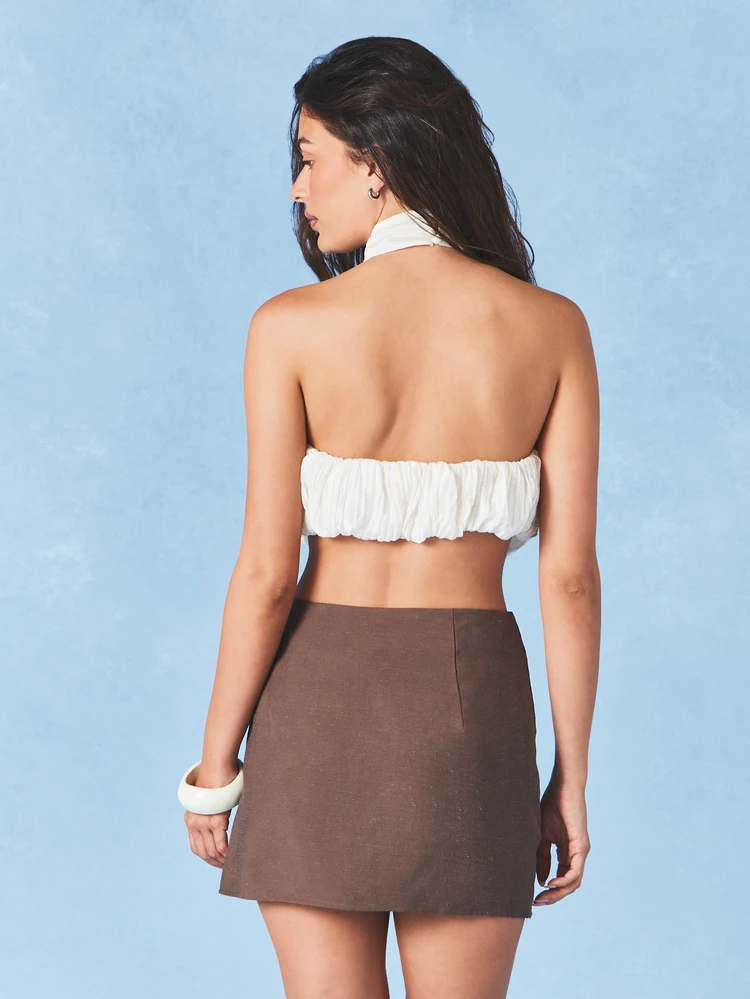 Halter Neck Voluminous Crop Top