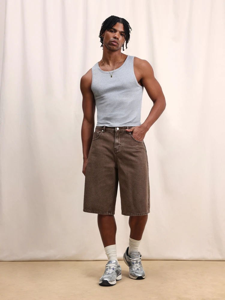 Regata Masculina Básica de Gola Careca Sem Mangas, Cinza Mescla, Casual de Verão para Academia e Exercícios