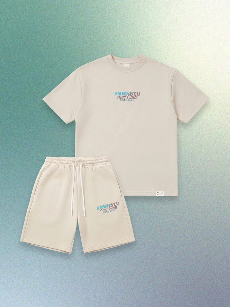 Zestaw koszulek i spodenek Surf Club dla chłopców w dużym rozmiarze z nadrukiem graficznym palmy, letnie wakacje na plaży, swobodny strój dla nastolatków