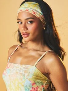 MISSGUIDED Women's Multicolor Abstract Print Spaghetti Strap Mini Bodycon Dress With Matching Headband Set Summer Festival Party - Multicolor - View 4