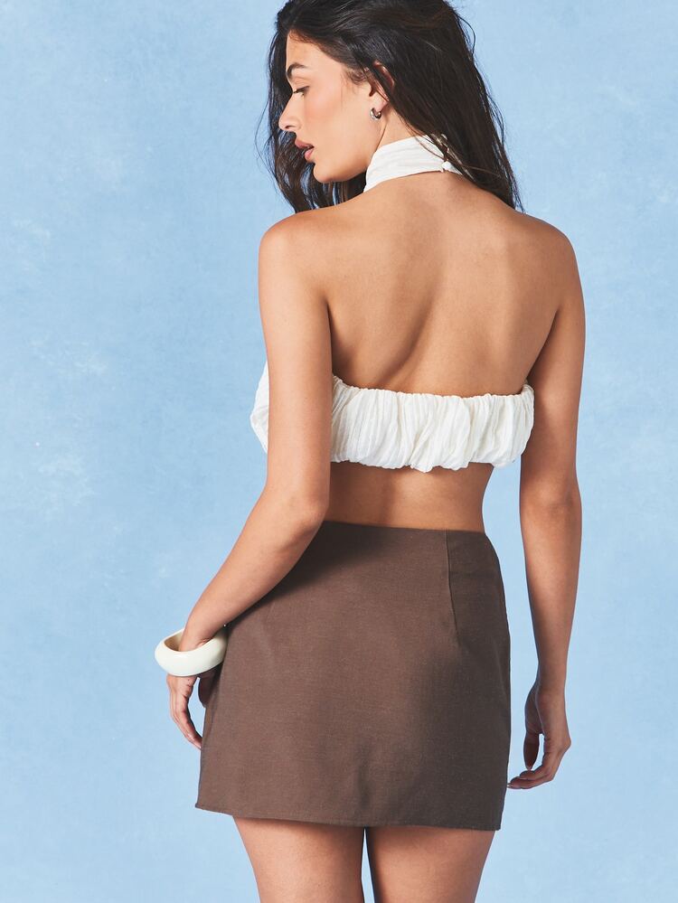 Wrap Front Linen Mini Skort