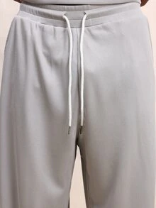 SUMWON Ribbed Tank Top And Wide Leg Pants Coordinated Set Light Grey Crew Neck Sleeveless Casual 2 Pcs Outfit,S Co Ord Set,S 2 Pcs Set,S 2 Piece Outfit - Grey - View 7