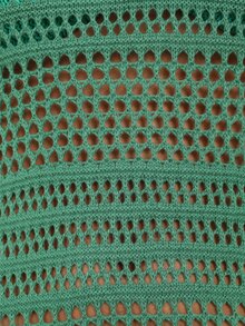 KSTM Womens Long Sleeve Midi Crochet Dress With Fringe Detail Green Open Knit Crew Neck Fall Winter Boho - Green - View 6