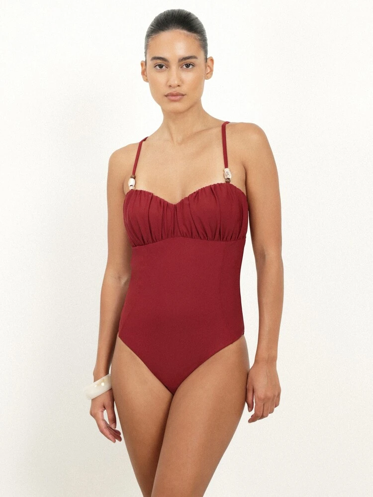 KSTM Maiô Franzido no Busto com Alças Ajustáveis e Design de Costas Abertas para Praia, Férias, Piscina, Férias em Resort