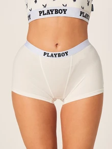 Missguided x Playboy Paquete de 3 calzoncillos de estilo bóxer de marca, de algodón cómodo con cintura elástica para uso diario - Multicolor - Ver 6