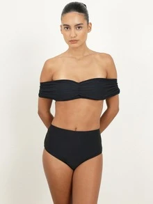 KSTM Women's High Waisted Bikini Bottom With Full Coverage And Classic Design For Beach Summer Vacation Pool Party Swimwear - Black - View 4