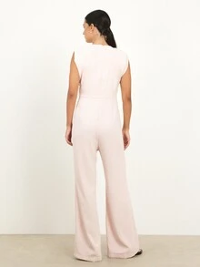 KSTM Women's Sleeveless Light Pink Palazzo Wide Leg Jumpsuit With Crew Neck And Relaxed Fit For Summer Casual Elegant Occasions - Pink - View 2