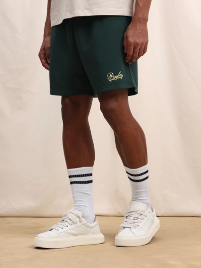 PLAYBOY X SUMWON Calções de malha com gancho baixo, logótipo bordado e bolsos laterais, roupa de descanso casual de verão para homem.