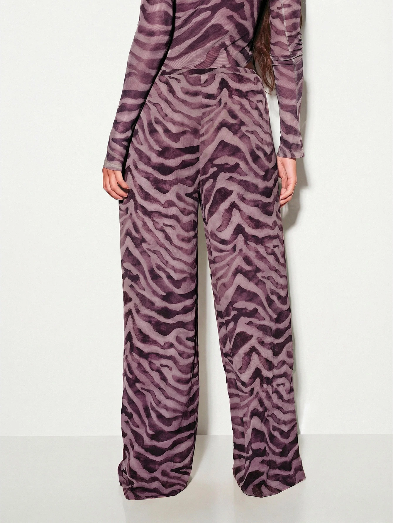 KIZN Purple Tiger Print Wide Leg Trousers