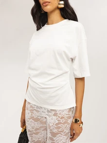 Dancing Leopard Dahloria 白色收腰细节 T 恤 休闲日常时尚周末 - 白色 - 查看 3